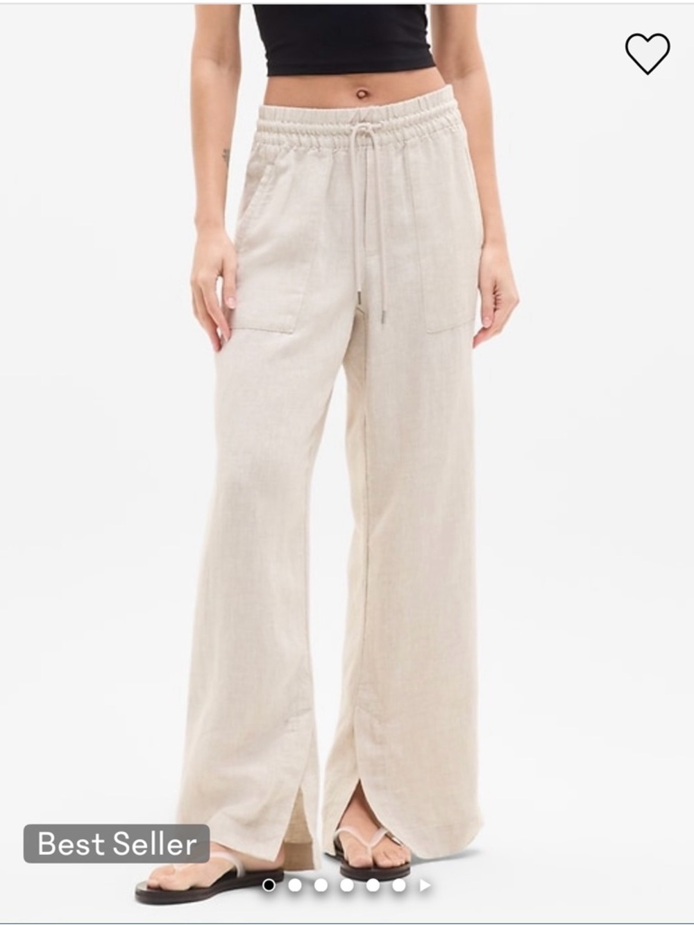 Athleta Wide-Leg Linen-Blend Drawstring Pants in Light Beige - Picture 8 of 8